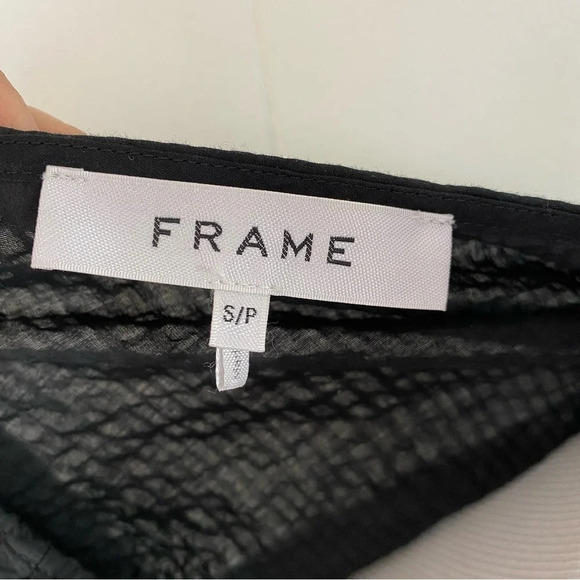 Frame V Neck Smocked Dress Mini Size Small Cotton Ruched Long Sleeve - Picture 11 of 14